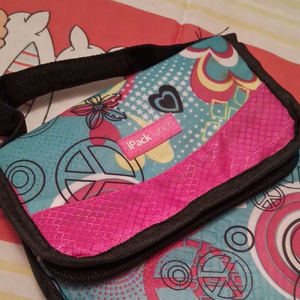 FUN,Colorful,Geometric Patterned,Insulated,Lunch Bag💙🩷 - Picture 2 of 8